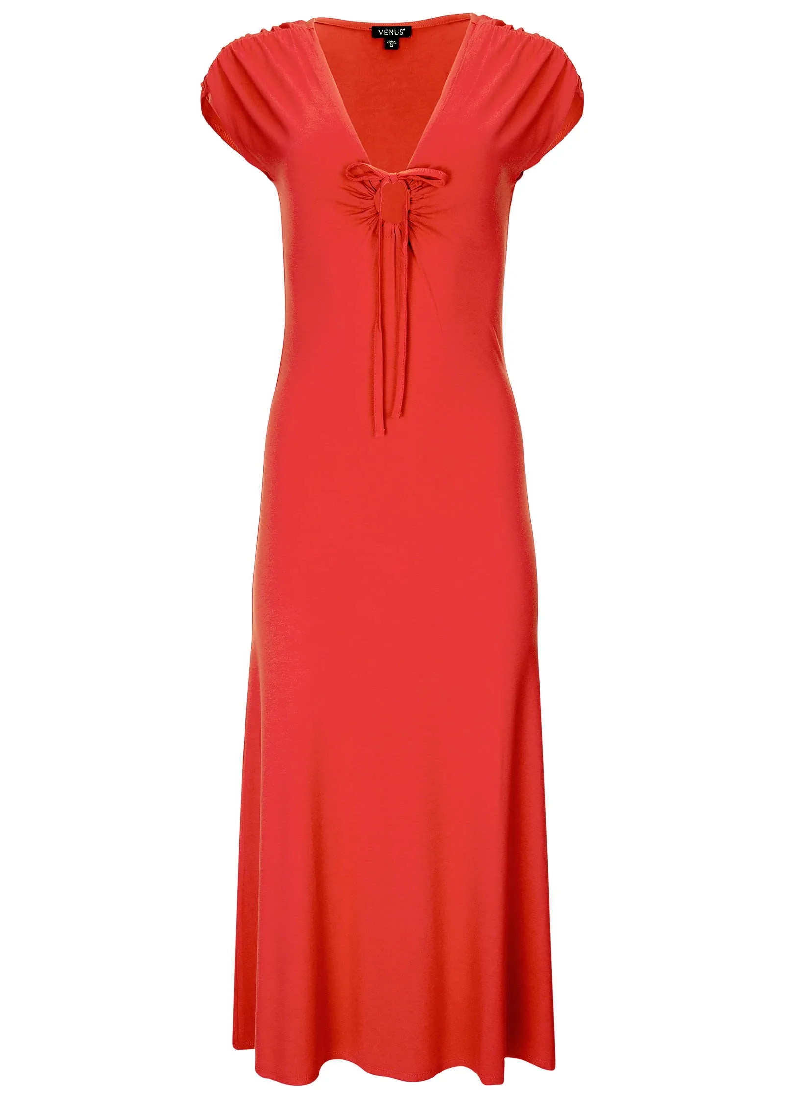 Tie Detail Maxi Dress - Rococco Red