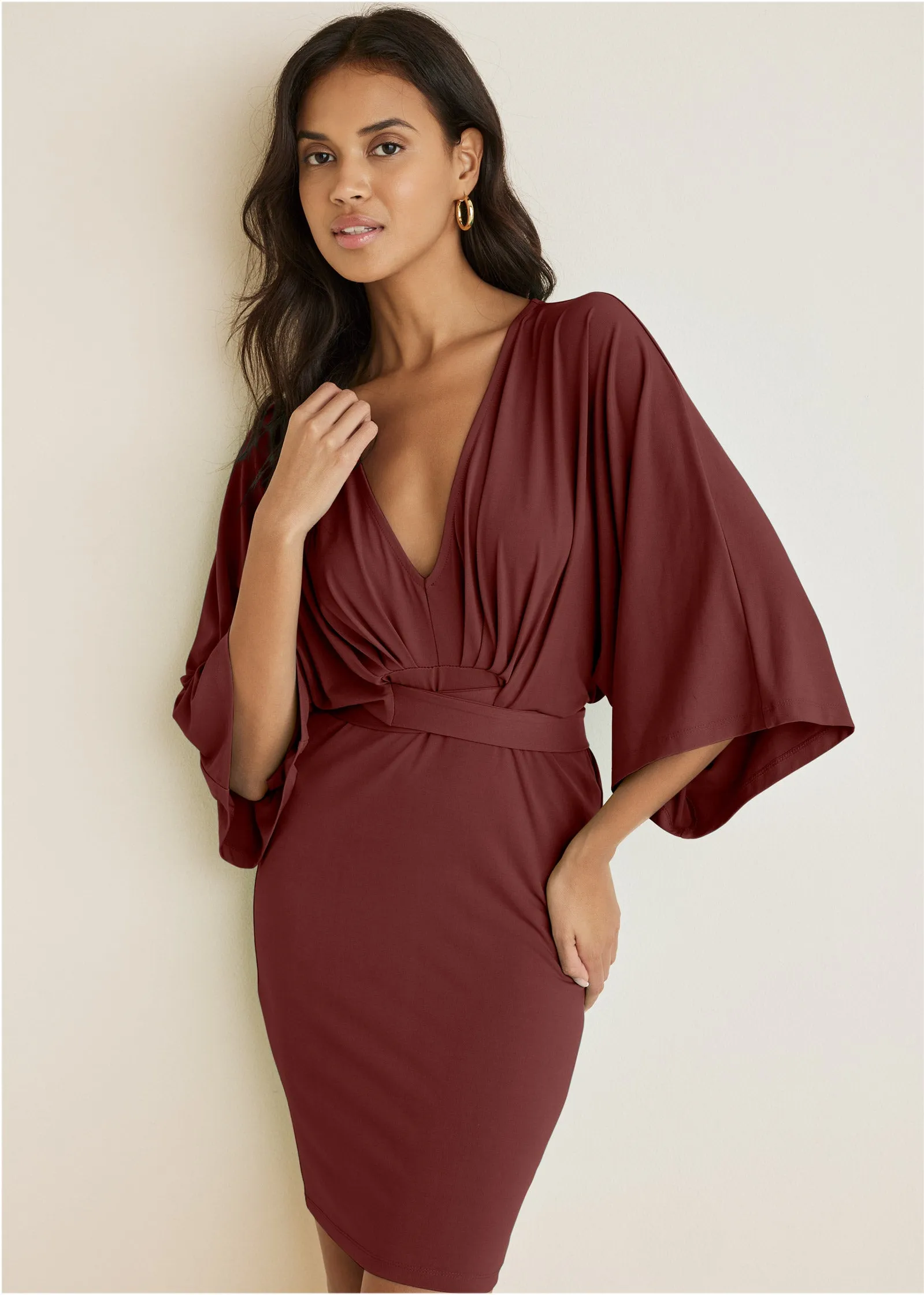 Tie Front Dress - Auburn