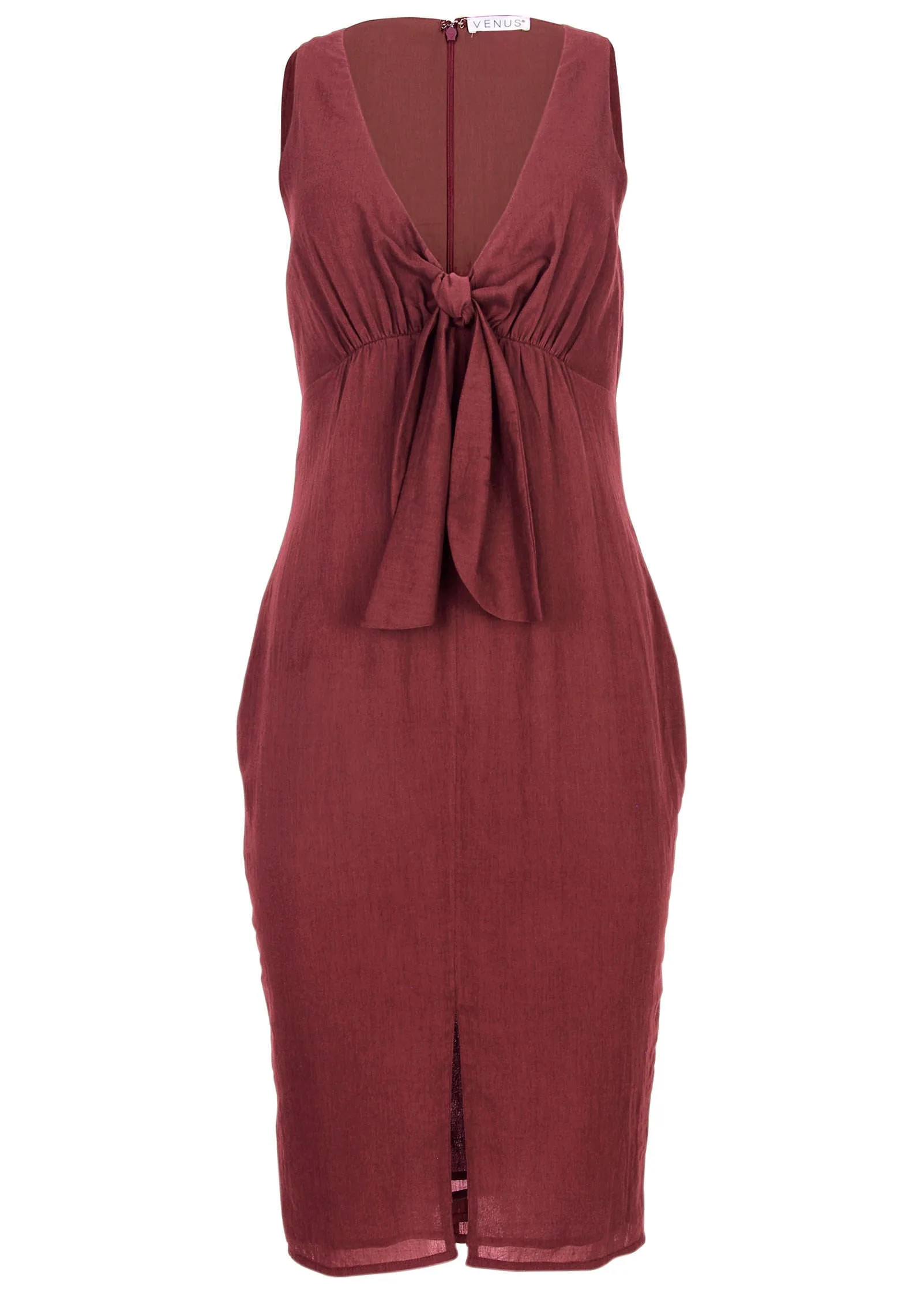 Tie Front Midi Dress - Auburn