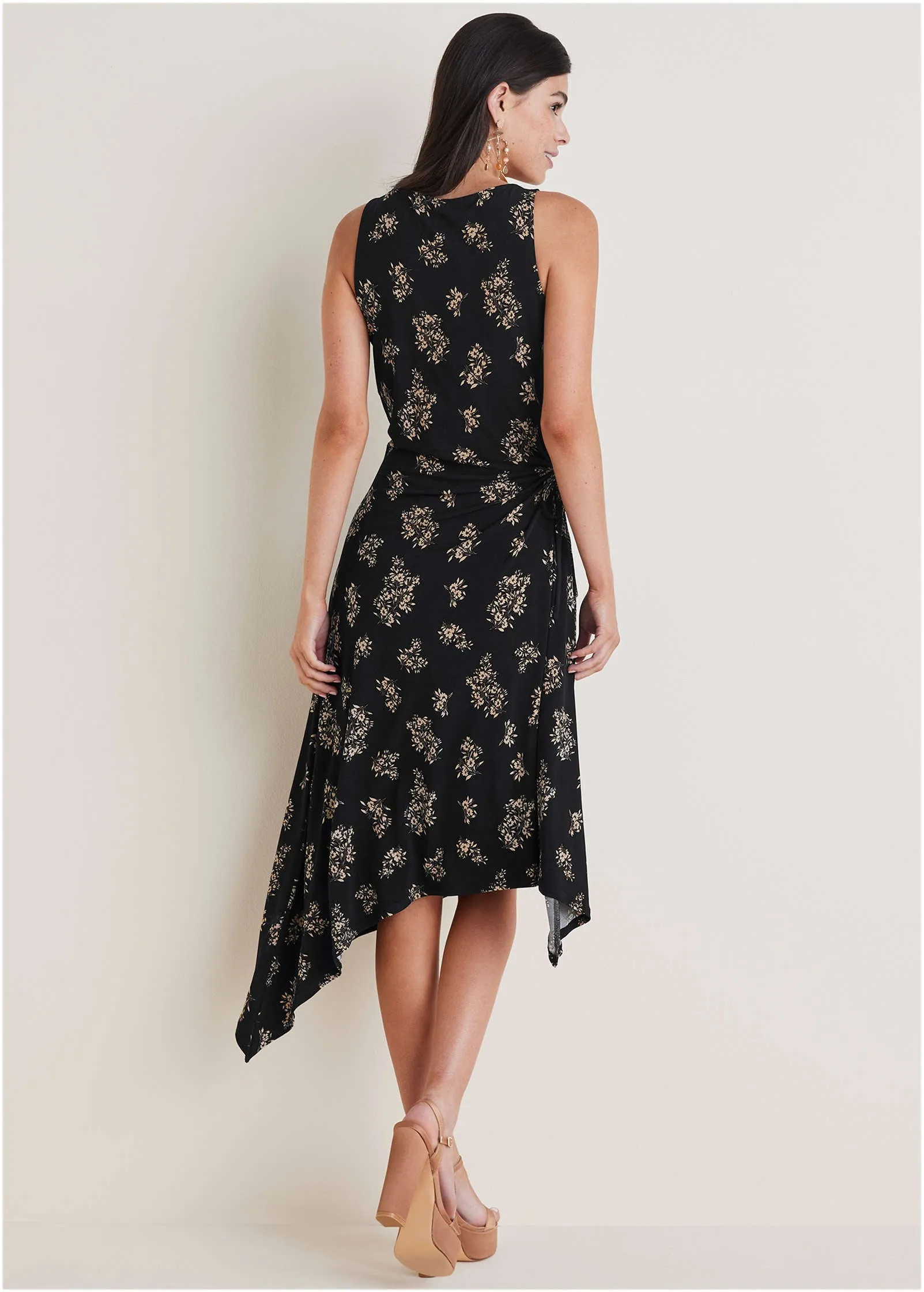 Tie Side Midi Dress - Tossed Wildflowers