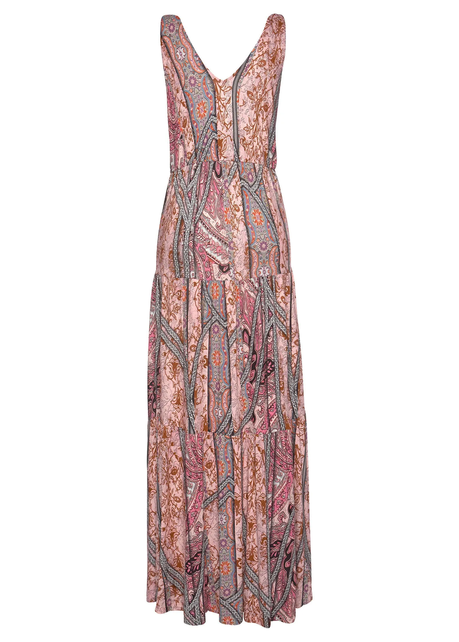 Tiered Maxi Dress - Pink & Red