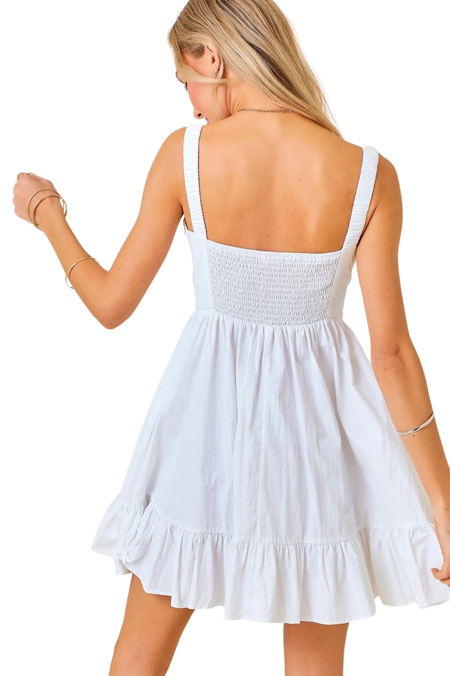 Tiered Mini Dress In White