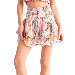 Tiered Skirt In Pink Floral