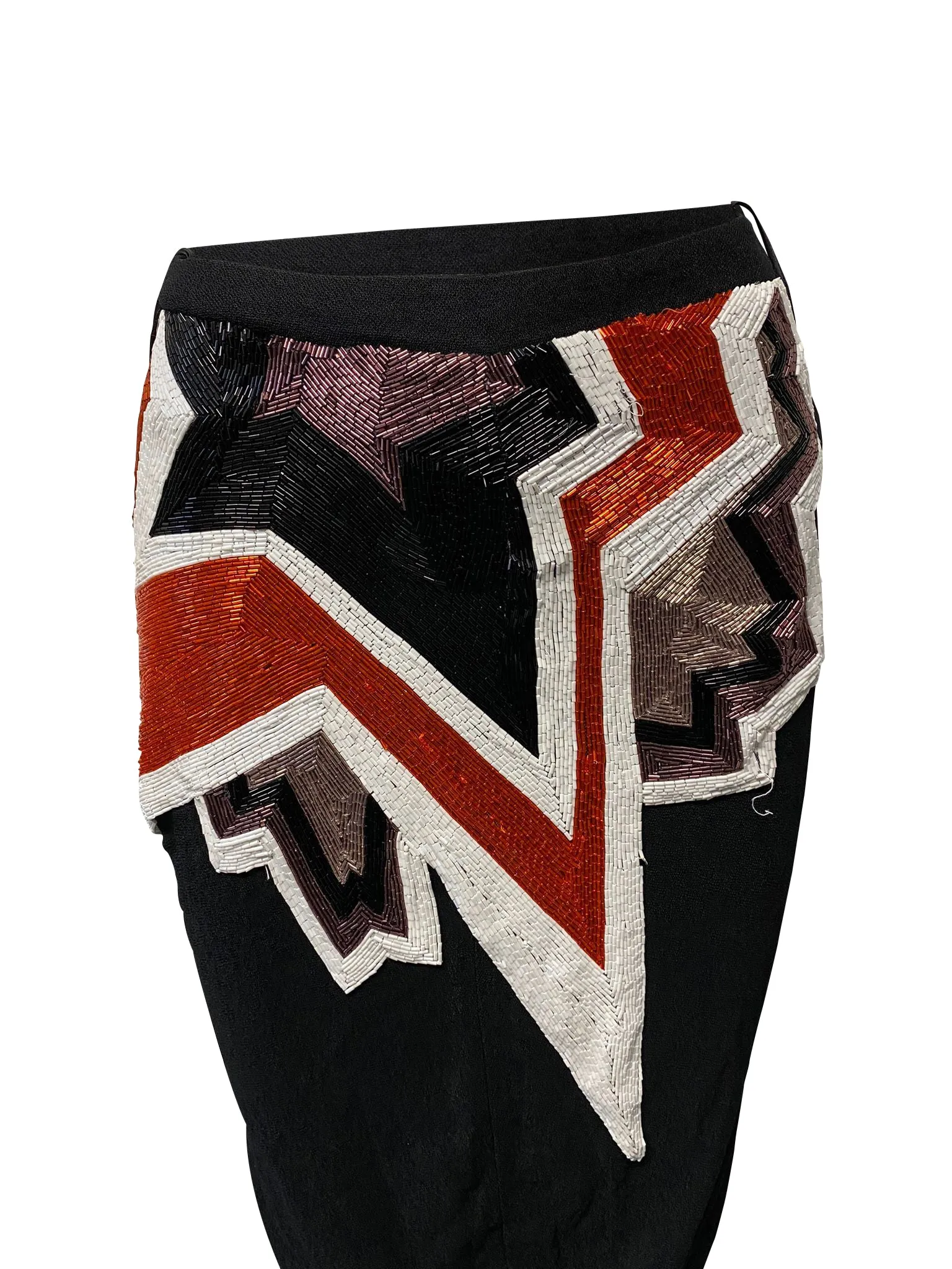 Tom Ford Pop Art Bead Embellished Midi Skirt in Black Polyamide