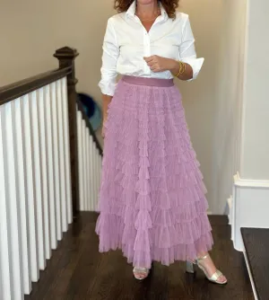 Tulle Tier Skirt In Lavender