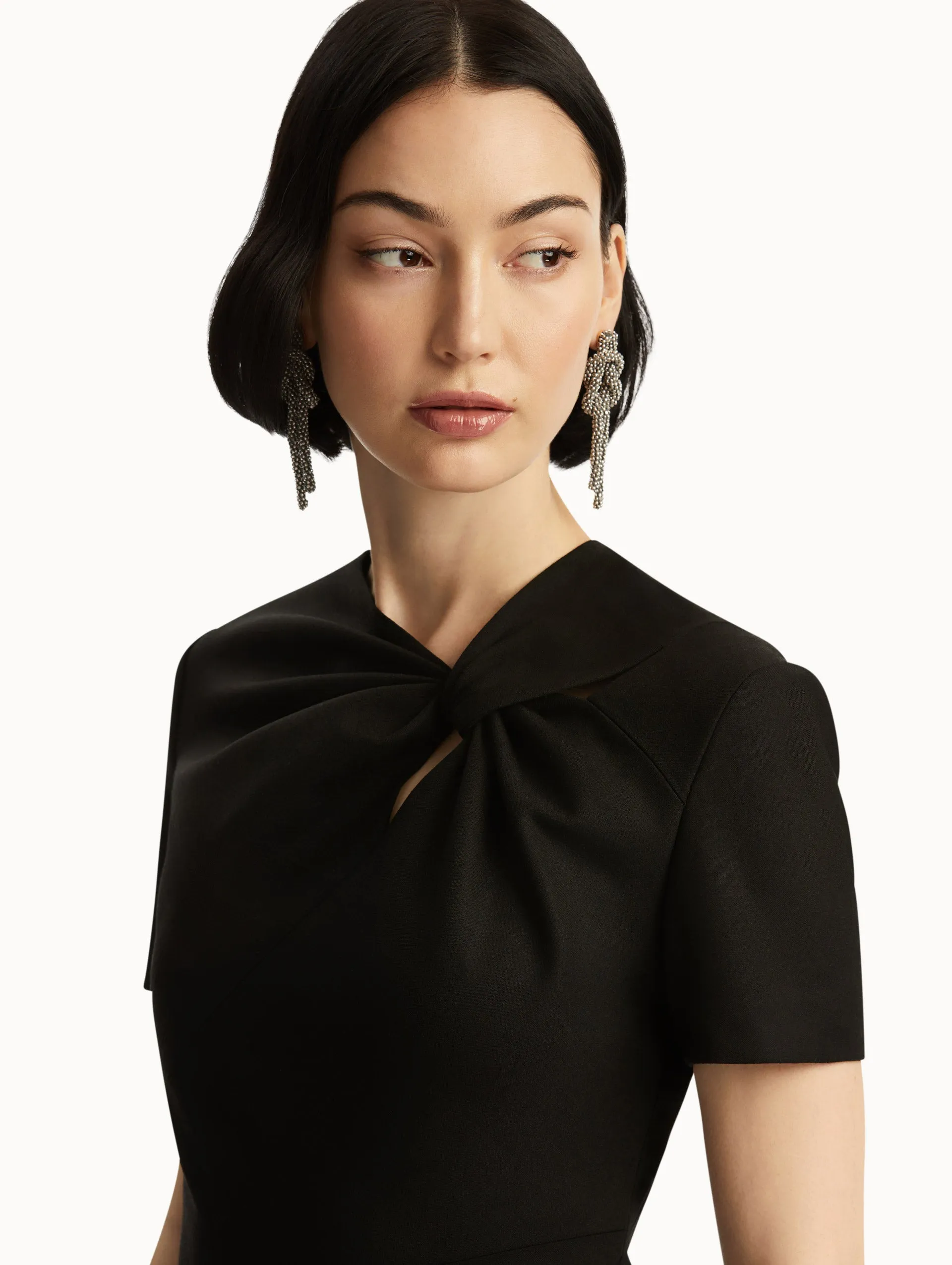 Twist-Detailed Wool Dress