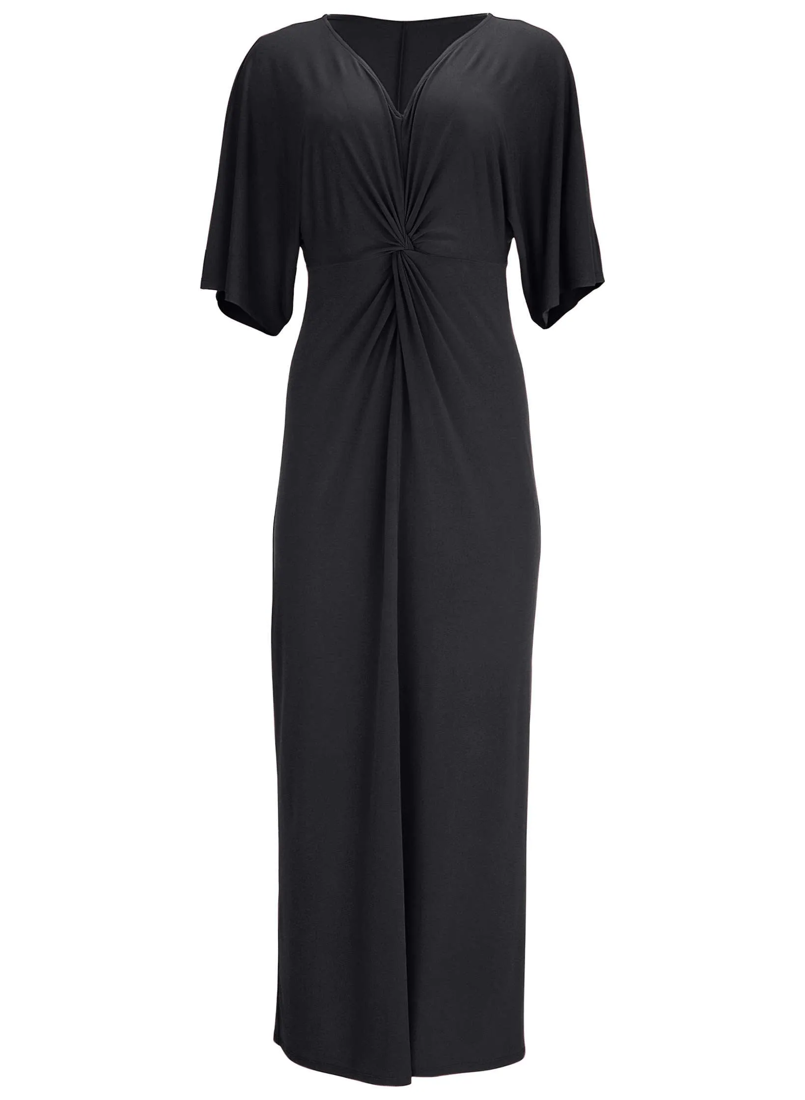 Twist Front Maxi Dress - Black