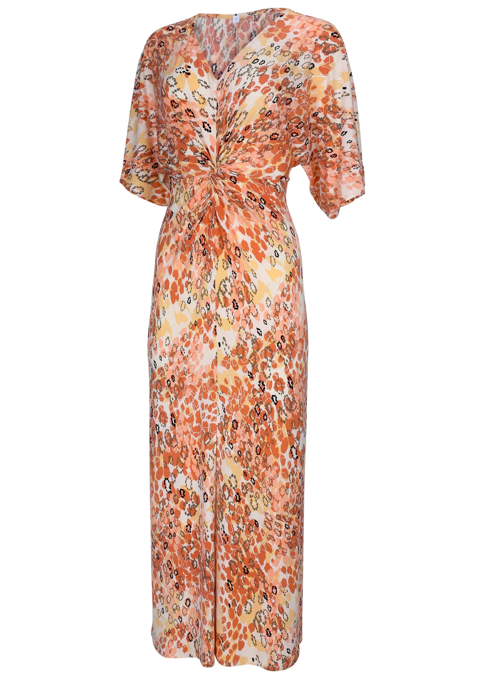 Twist Front Maxi Dress - Leopard Trail