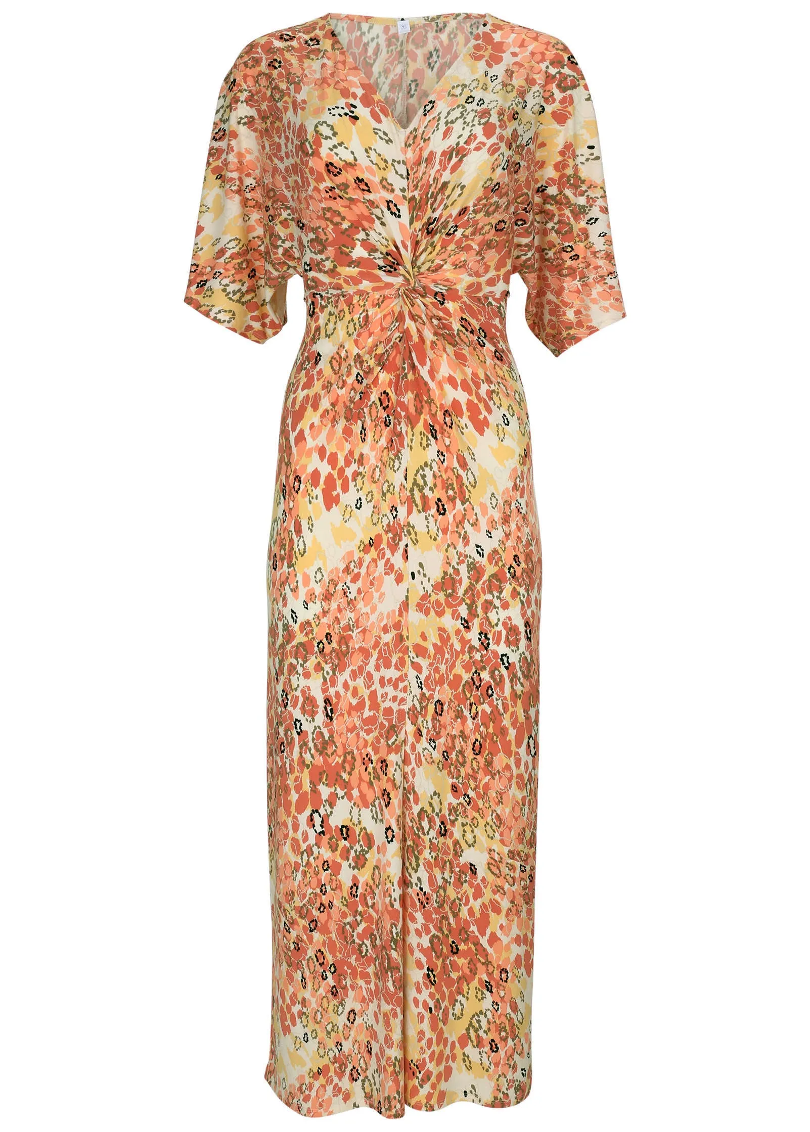 Twist Front Maxi Dress - Leopard Trail