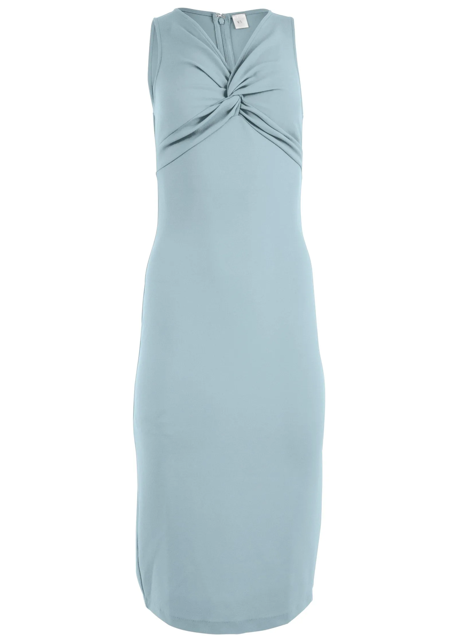 Twist Front Midi Dress - Light Blue