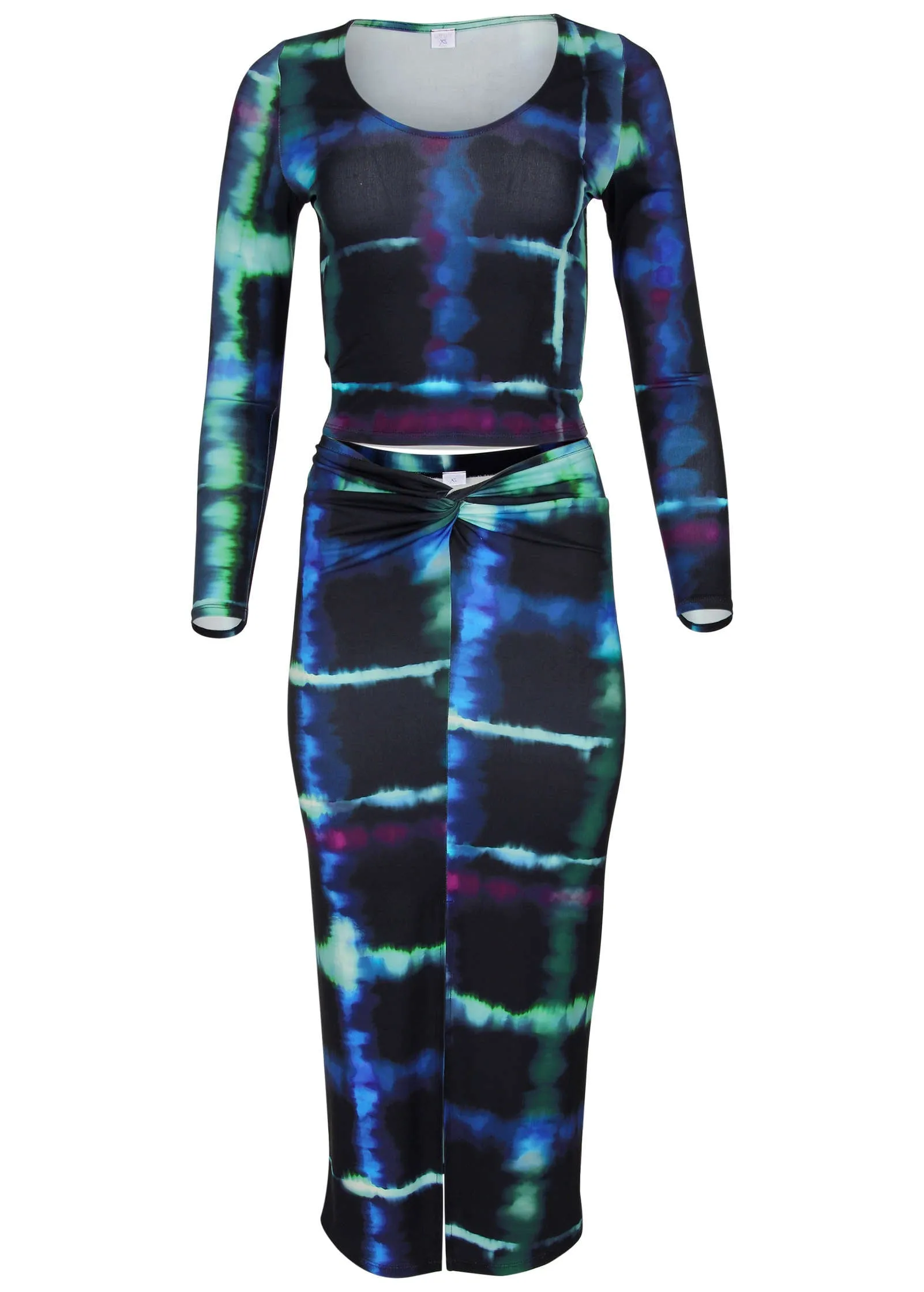 Twist Front Midi Set - Blurred Plaid