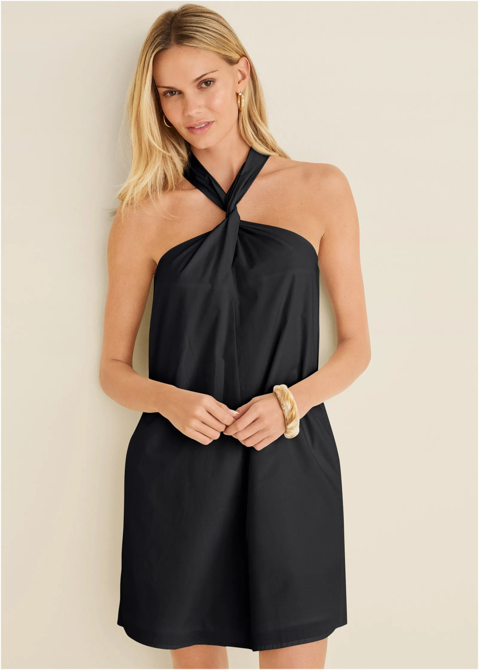 Twist Halter Dress - Black