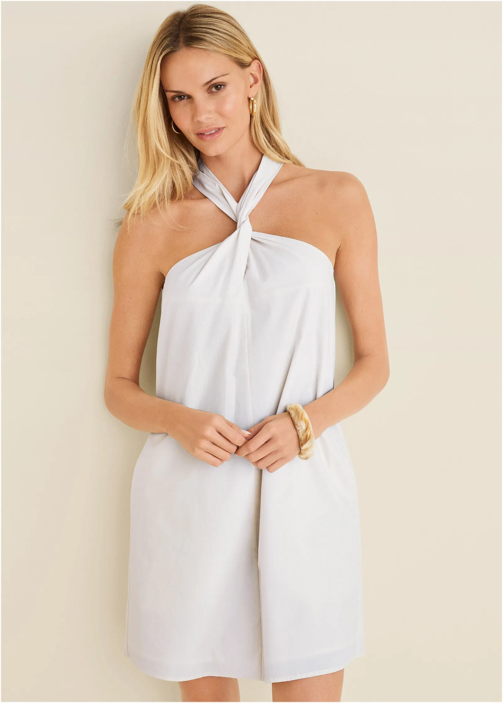Twist Halter Dress - Off White
