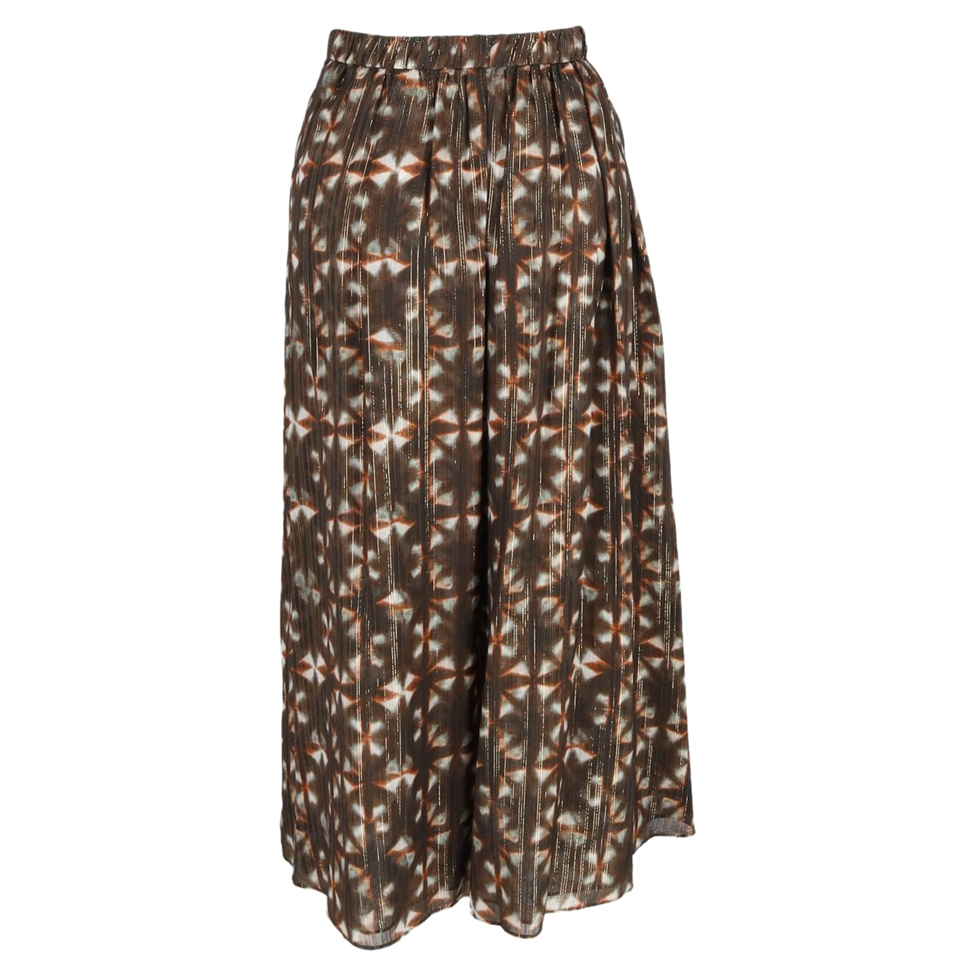 Ulla Johnson Midi Printed Ruffle Detail Skirt in Brown Polyester