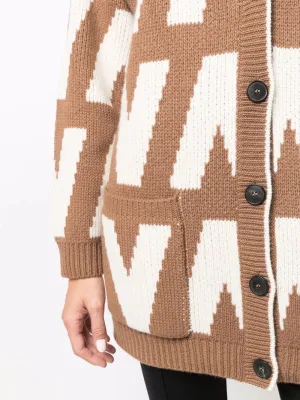 Valentino Logo-Intarsia Virgin Wool Cardigan