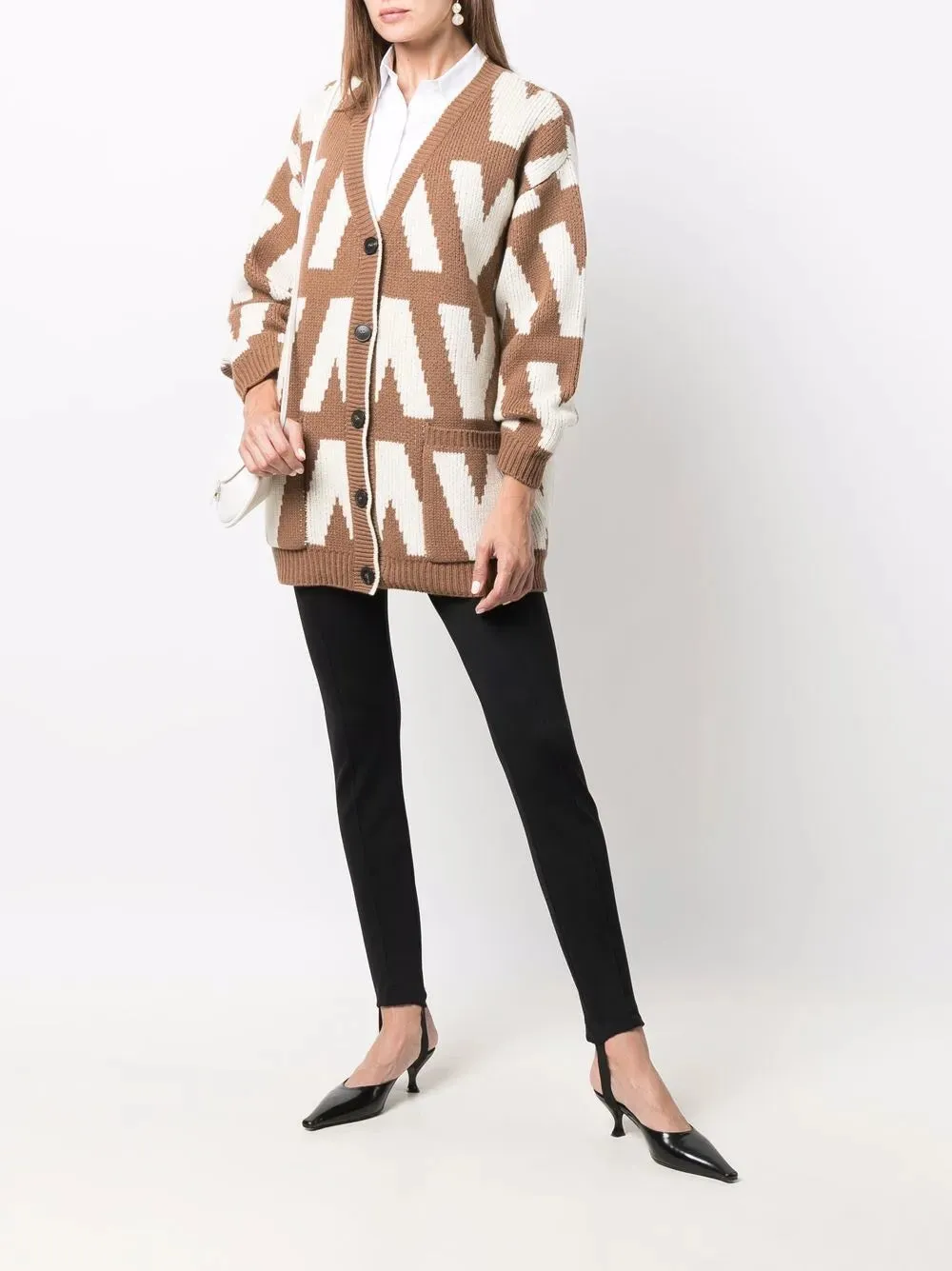 Valentino Logo-Intarsia Virgin Wool Cardigan