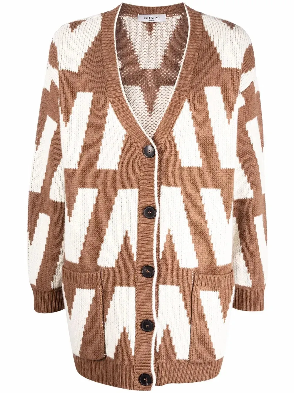 Valentino Logo-Intarsia Virgin Wool Cardigan