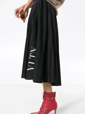 Valentino Vltn Pleated Midi Skirt
