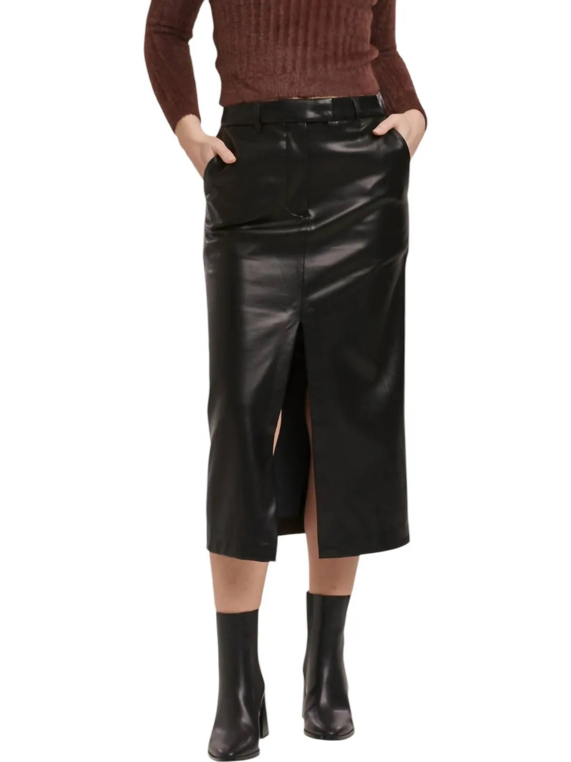 Vegan Leather Sia Skirt In Black