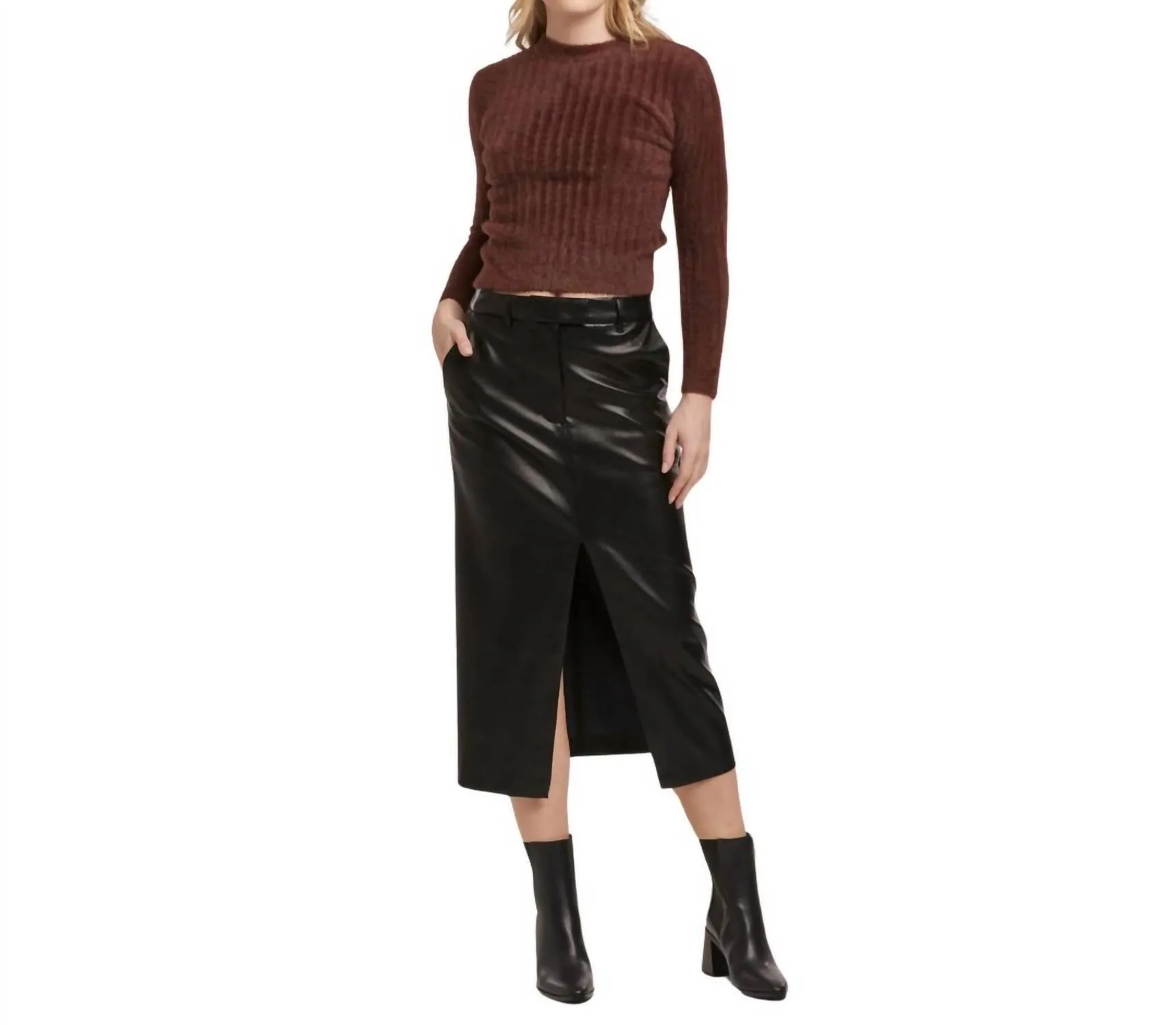 Vegan Leather Sia Skirt In Black