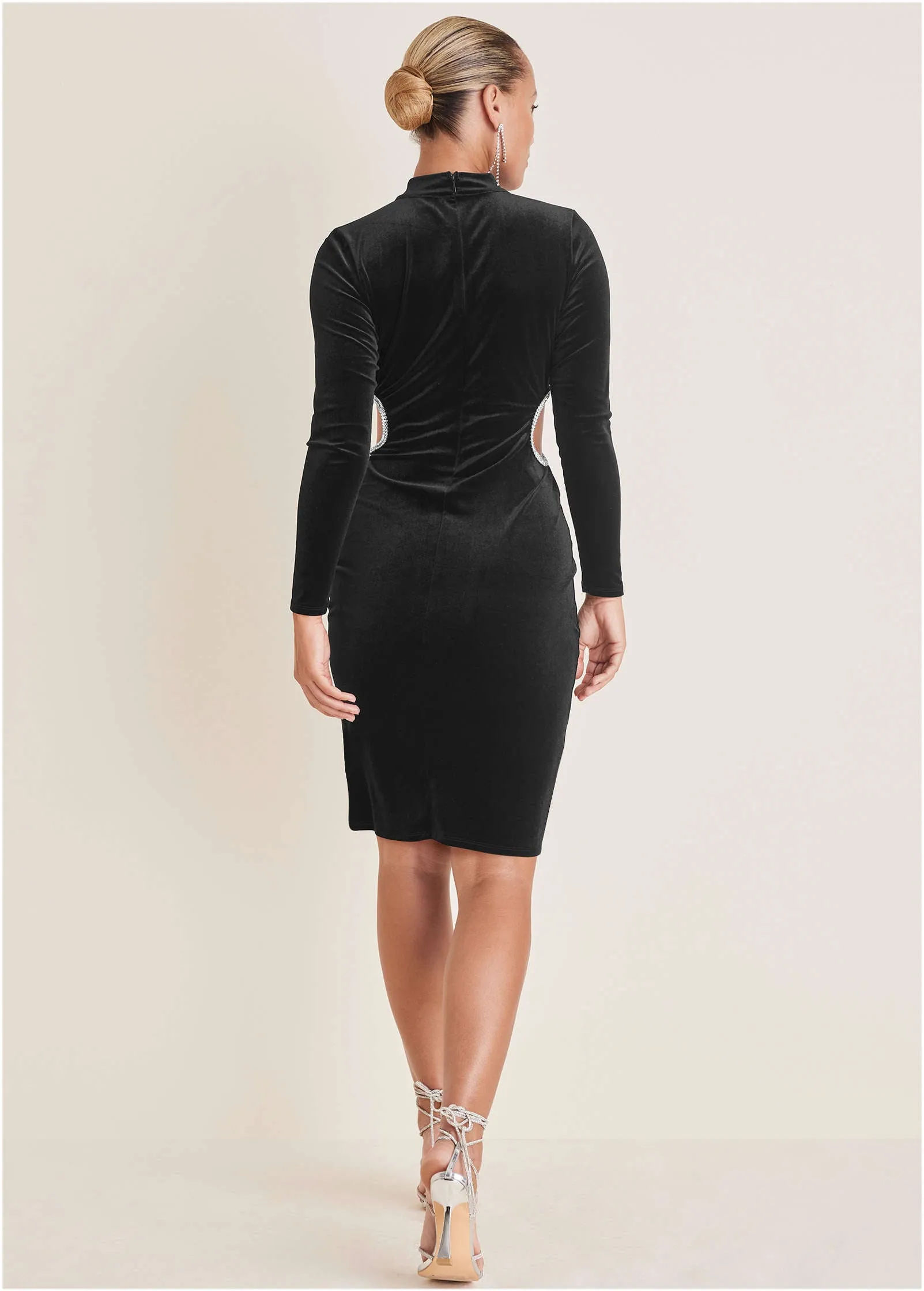 Velvet Cut Out Dress - Black