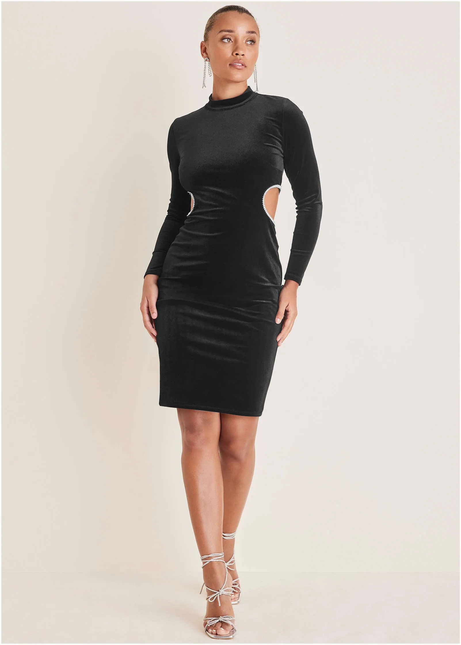 Velvet Cut Out Dress - Black