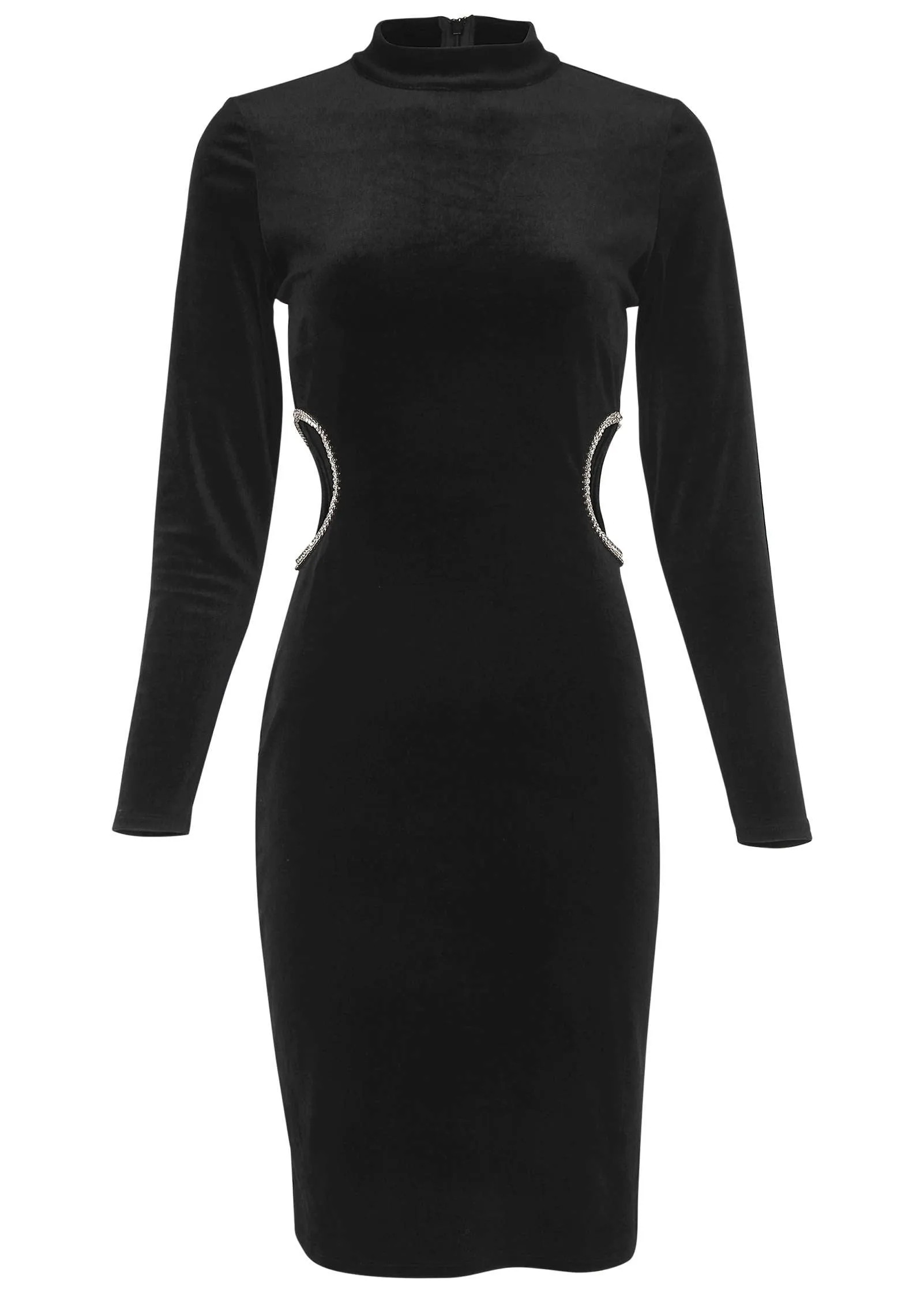 Velvet Cut Out Dress - Black