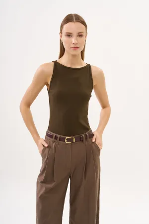 Vera Rib Tank Top Dusty Brown