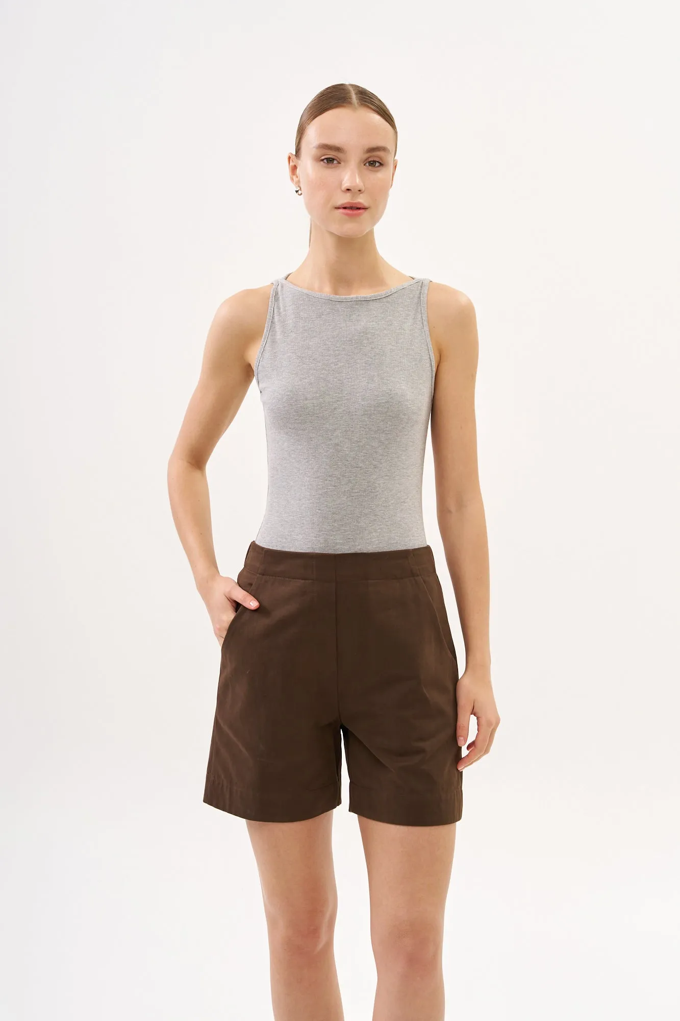 Vera Rib Tank Top Melange Grey