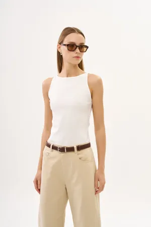 Vera Rib Tank Top White