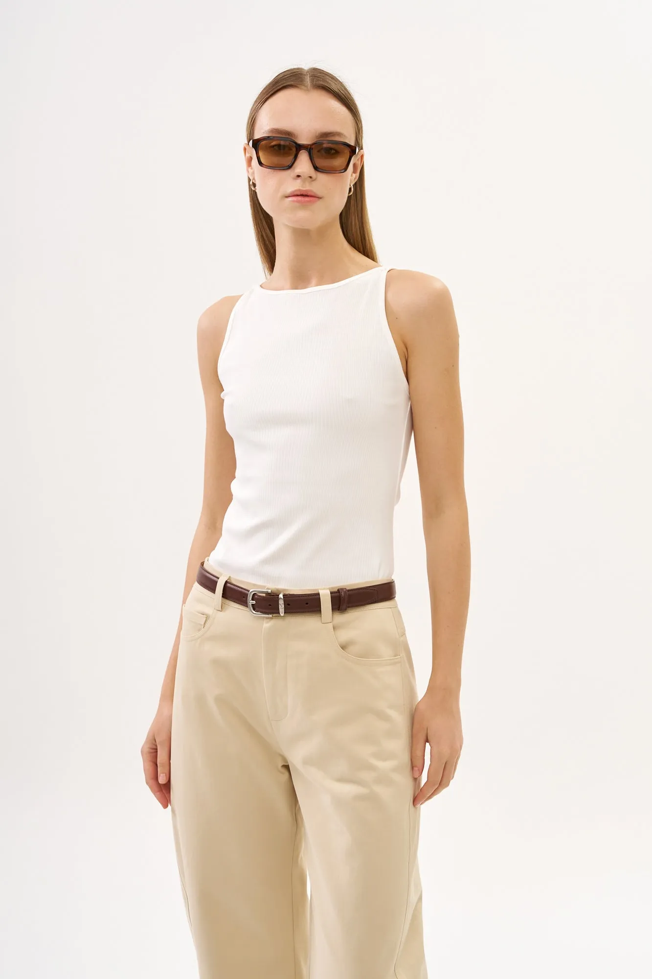 Vera Rib Tank Top White