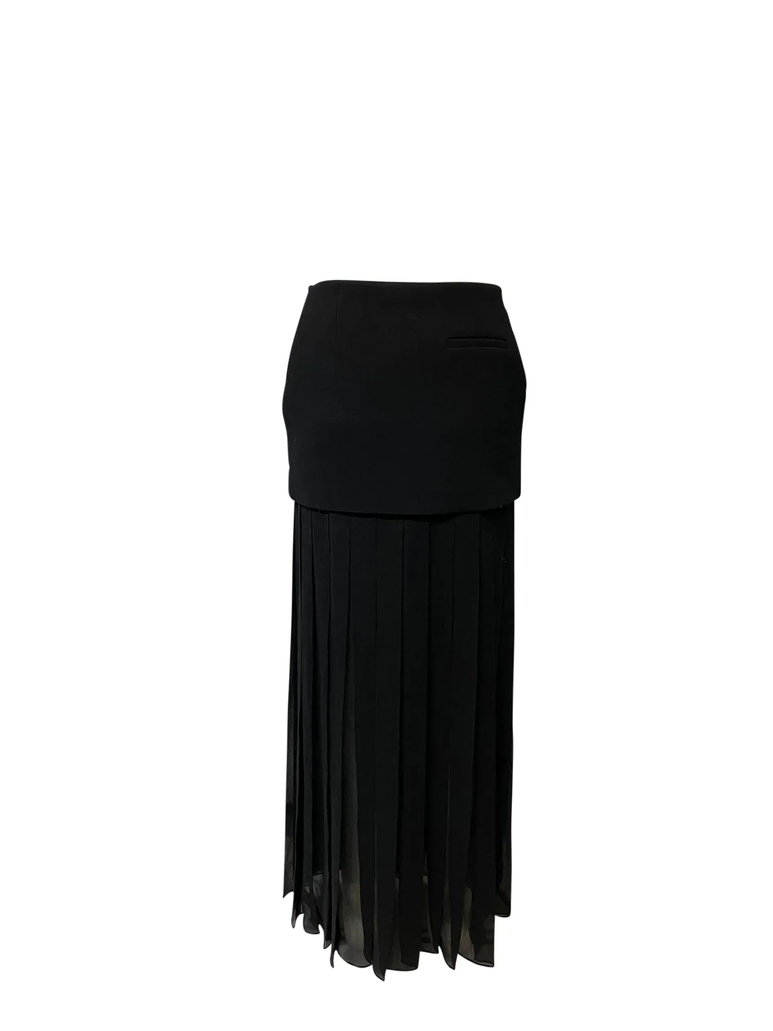 Vera Wang Pleated Maxi Skirt in Black Acetate