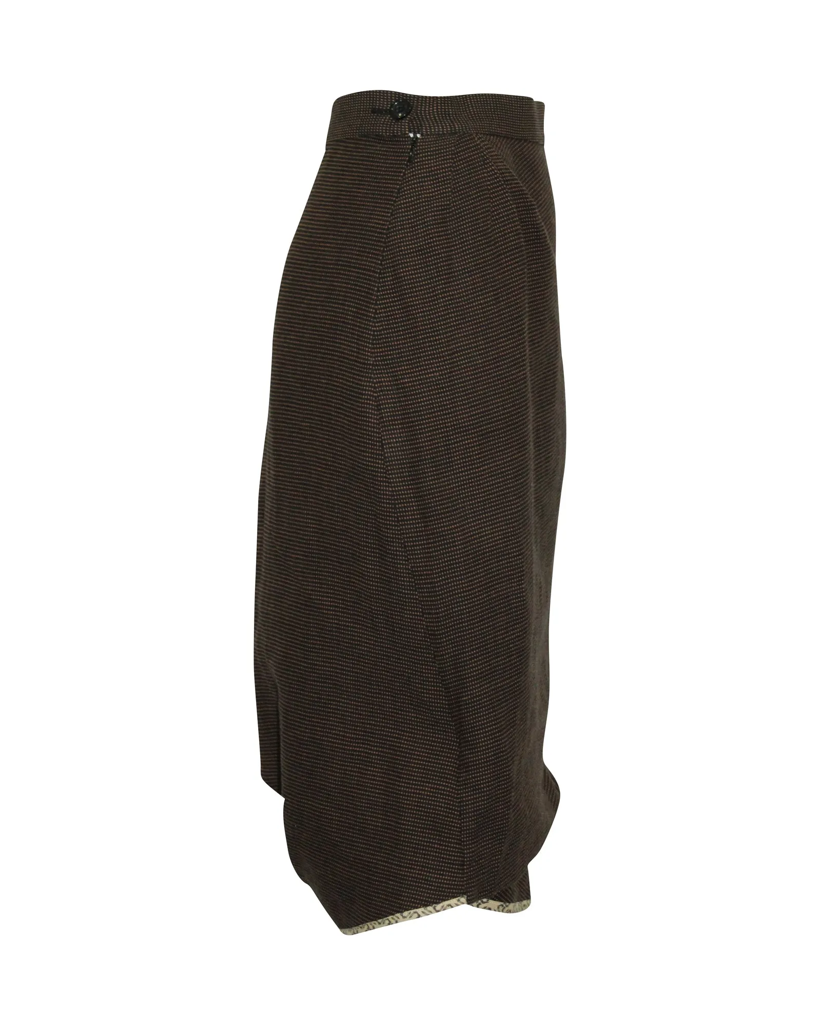 Vivienne Westwood Microprint Midi Pencil Skirt in Brown Cotton Linen