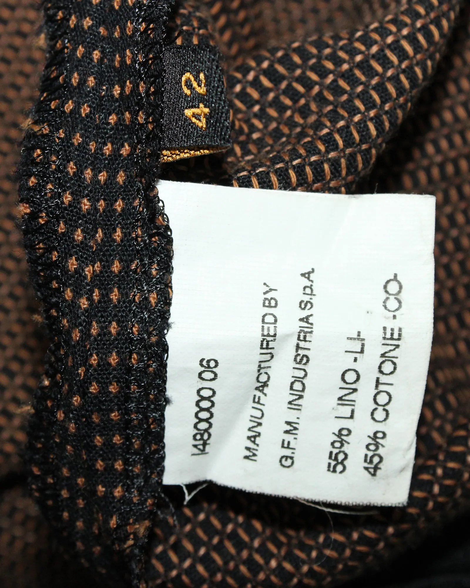 Vivienne Westwood Microprint Midi Pencil Skirt in Brown Cotton Linen