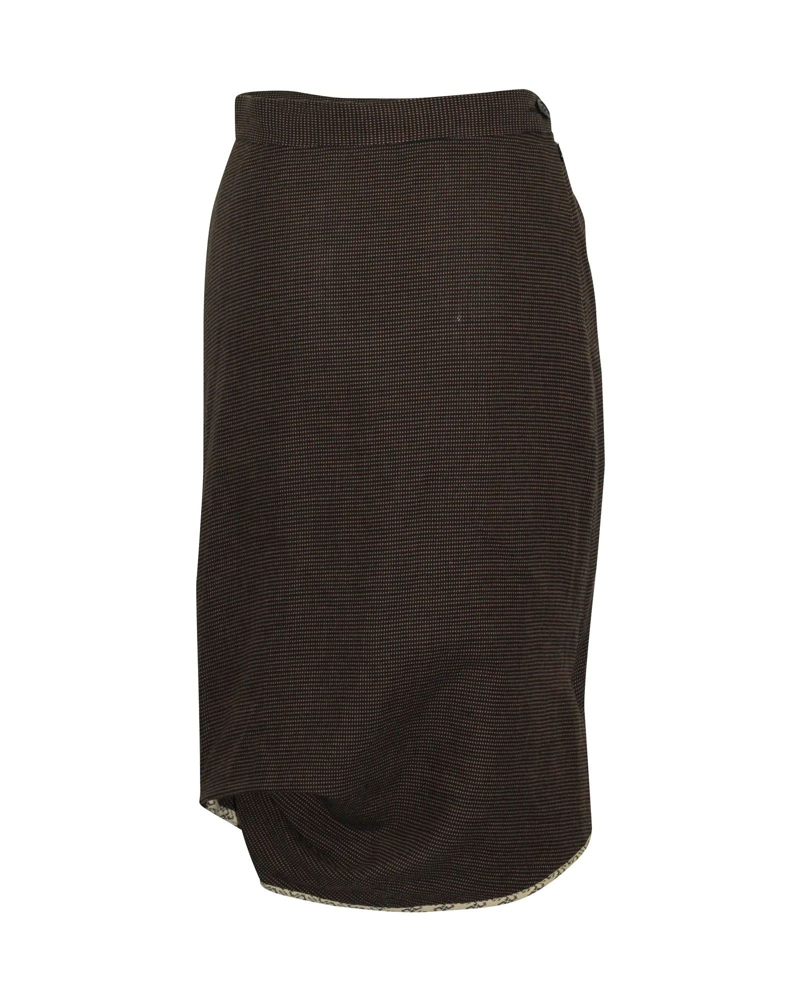 Vivienne Westwood Microprint Midi Pencil Skirt in Brown Cotton Linen