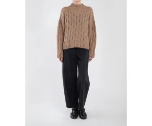 Wave Cable Pullover In Caramel