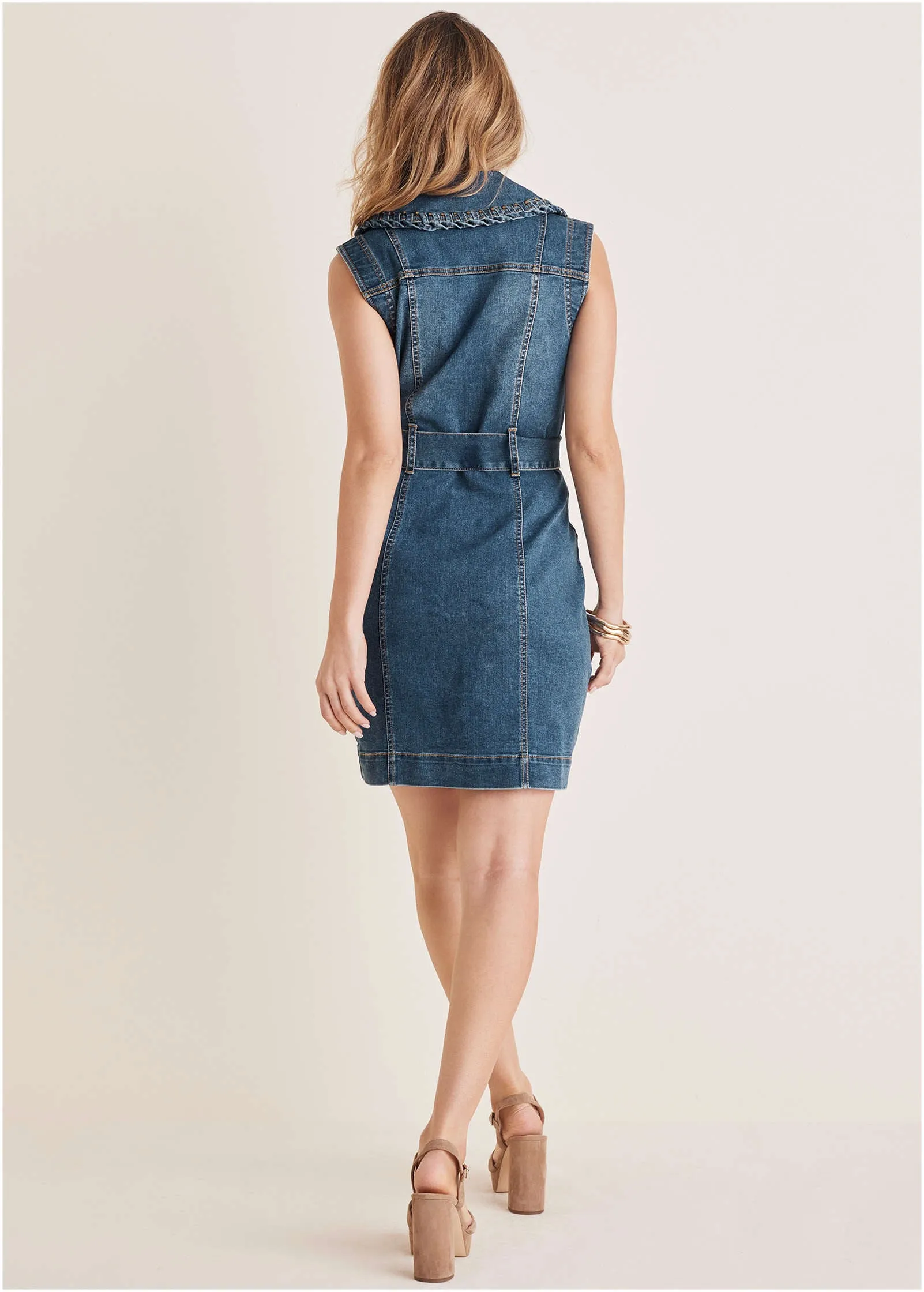 Whip Stitch Denim Mini - Medium Wash