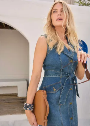 Whip Stitch Denim Mini - Medium Wash