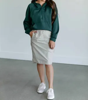 Wind Breaker High Rise Midi Skirt In Taupe