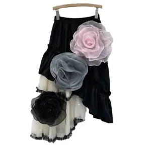 Women's Luxe Floral Appliqu Asymmetric Skirt In Multi-Colored