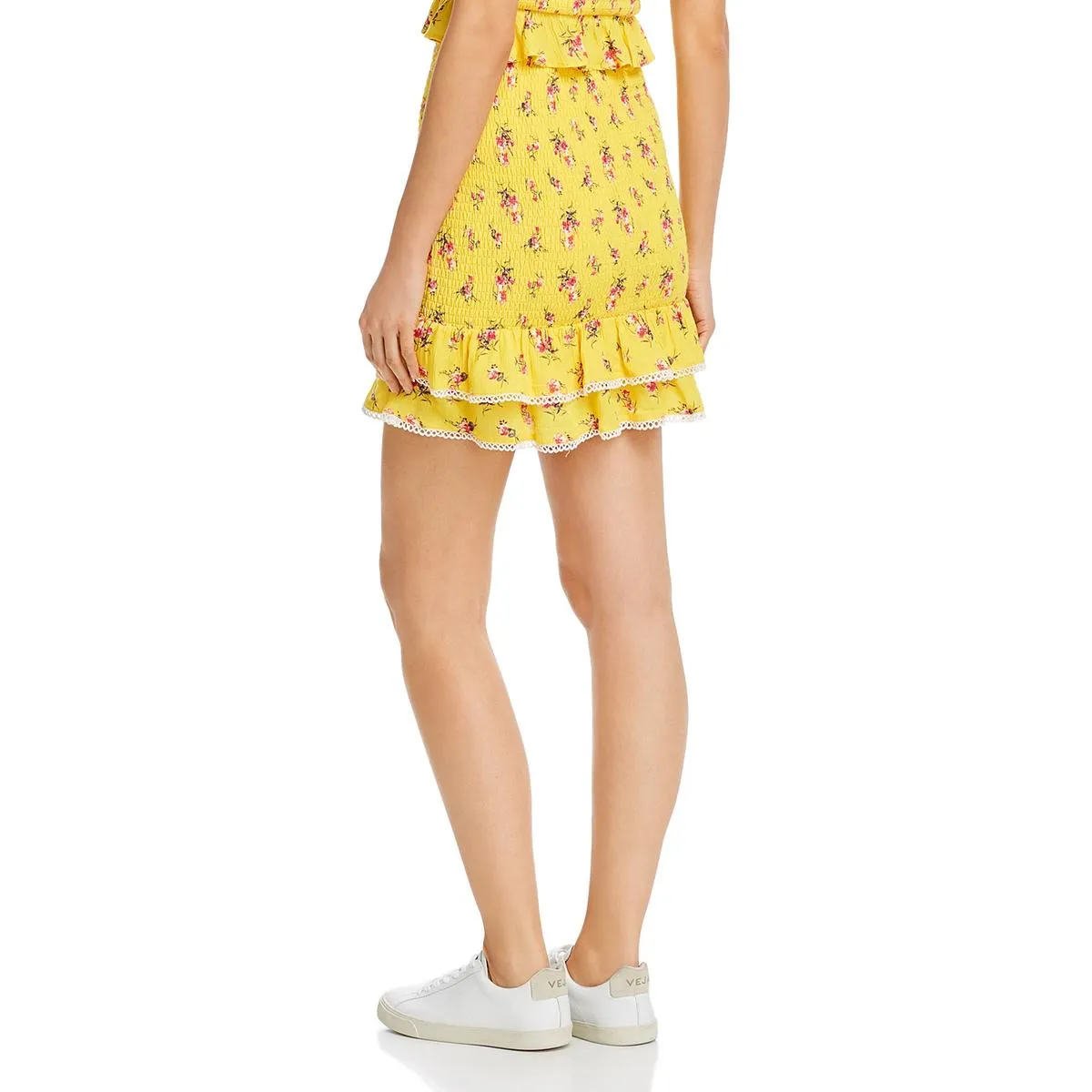 Womens Printed Smocked Mini Skirt