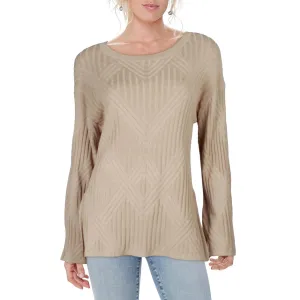 Womens Ribbed Cable Knit Pullover Sweater