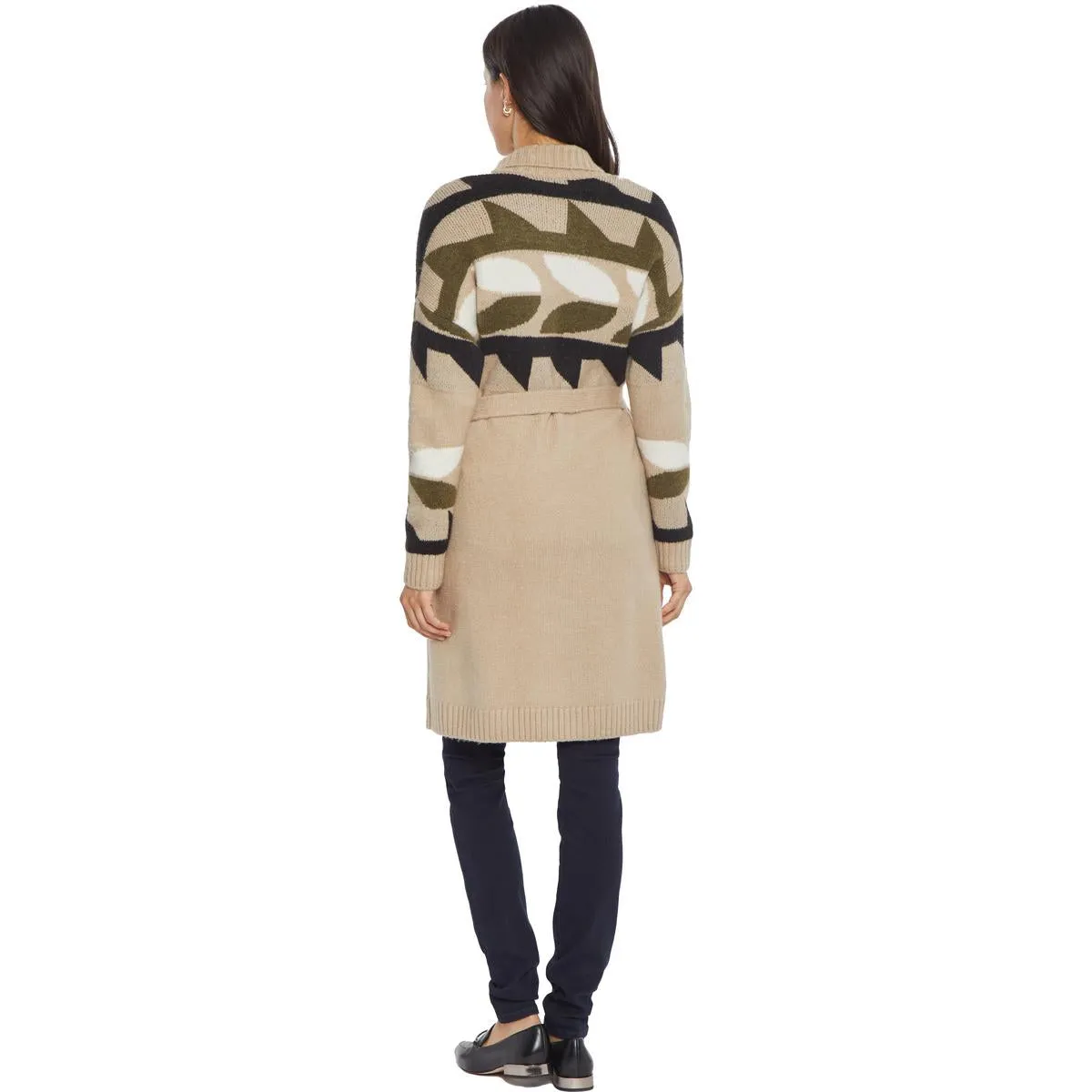 Womens Ribbed Trim  Manmade Cardigan Sweater