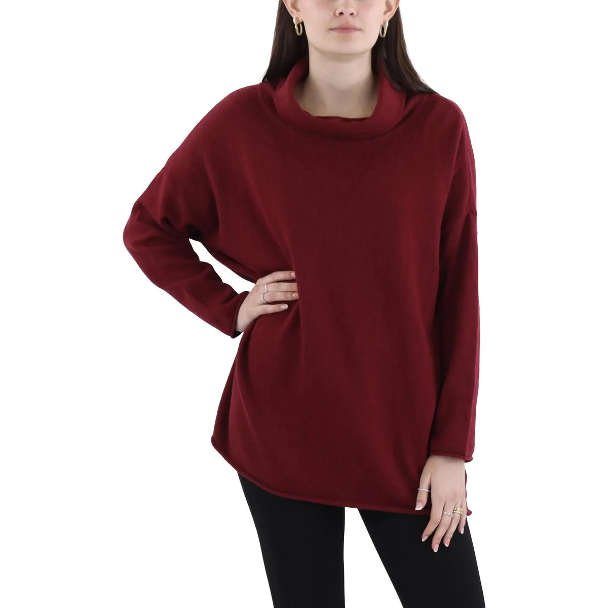 Womens Ribbed Tunic Turtleneck Sweater