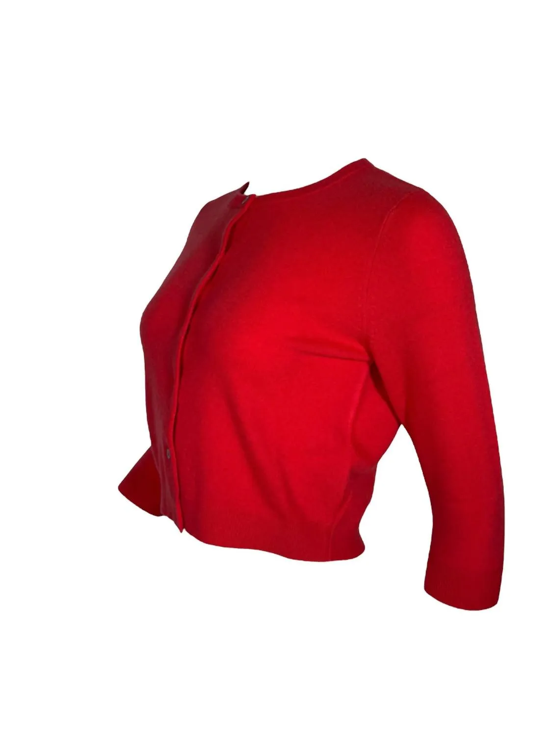 Women's Round Neck Buttoned Cashmere Cardigan In Chili
