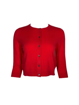 Women's Round Neck Buttoned Cashmere Cardigan In Chili