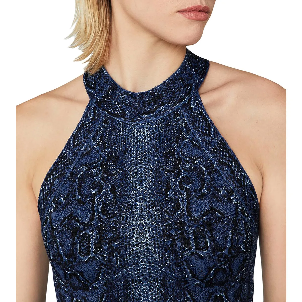 Womens Snake Print Halter Crop Sweater