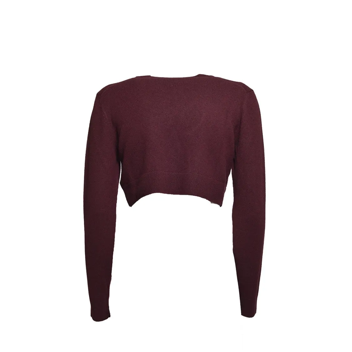Wool Cashmere Cropped Sweater - Bordeaux