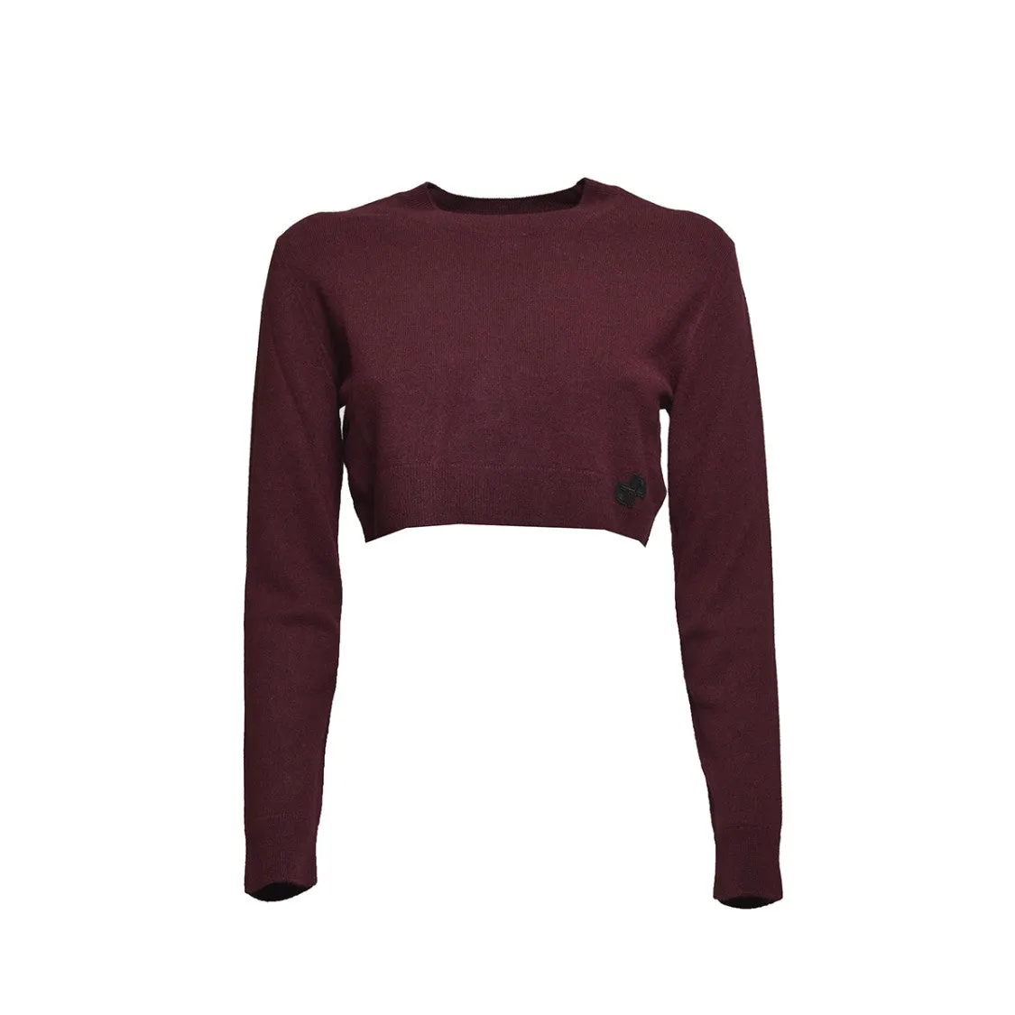 Wool Cashmere Cropped Sweater - Bordeaux