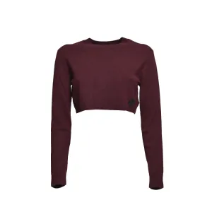 Wool Cashmere Cropped Sweater - Bordeaux